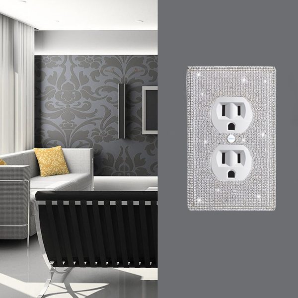 Shiny Silver Rhinestones Wall Plates Light Switch Cover Plate Decorative Wall Plate Single Toggle - Image 5