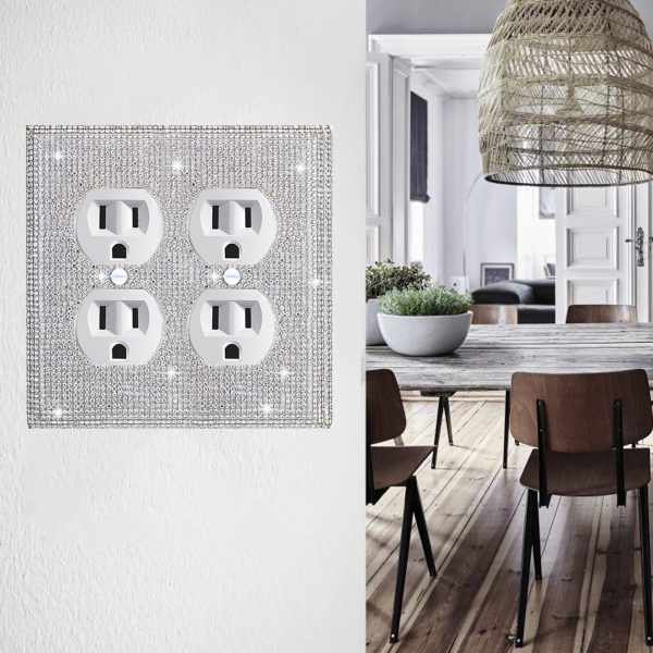 Shiny Silver Rhinestones Wall Plates Light Switch Cover Plate Decorative Wall Plate Single Toggle - Image 3