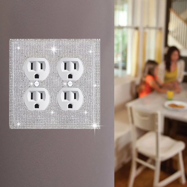 Shiny Silver Rhinestones Wall Plates Light Switch Cover Plate Decorative Wall Plate Single Toggle - Image 4
