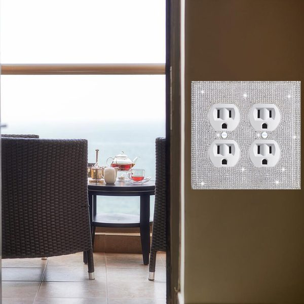 Shiny Silver Rhinestones Wall Plates Light Switch Cover Plate Decorative Wall Plate Single Toggle - Image 5