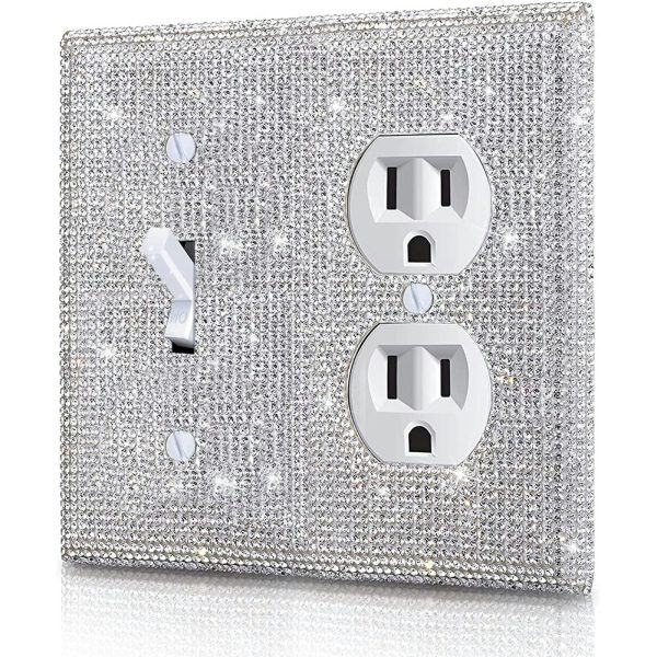 Shiny Silver Rhinestones Wall Plates Light Switch Cover Plate Decorative Wall Plate Single Toggle