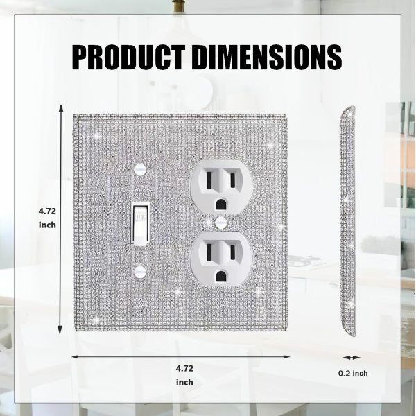 Shiny Silver Rhinestones Wall Plates Light Switch Cover Plate Decorative Wall Plate Single Toggle - Image 2