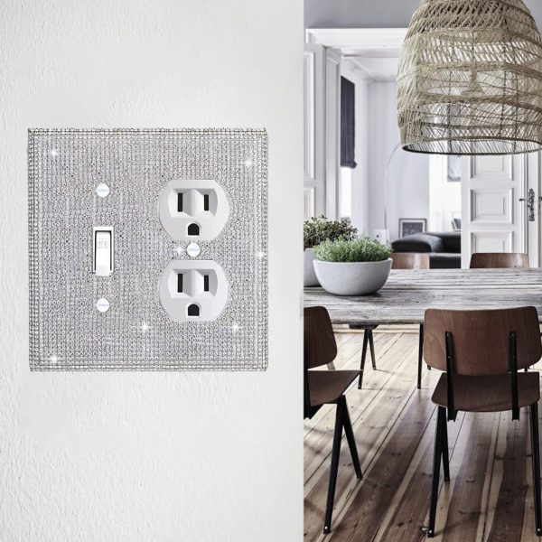 Shiny Silver Rhinestones Wall Plates Light Switch Cover Plate Decorative Wall Plate Single Toggle - Image 3