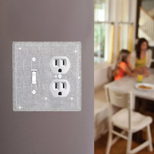 Shiny Silver Rhinestones Wall Plates Light Switch Cover Plate Decorative Wall Plate Single Toggle - Image 4