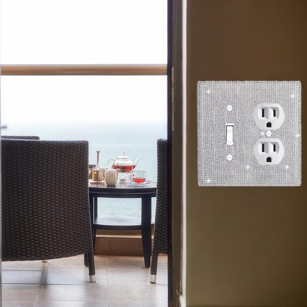 Shiny Silver Rhinestones Wall Plates Light Switch Cover Plate Decorative Wall Plate Single Toggle - Image 5