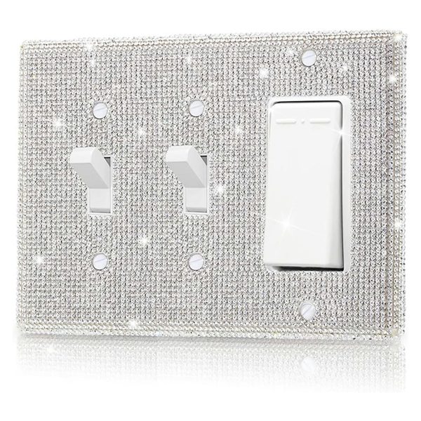 Shiny Silver Rhinestones Wall Plates Light Switch Cover Plate Decorative Wall Plate Single Toggle