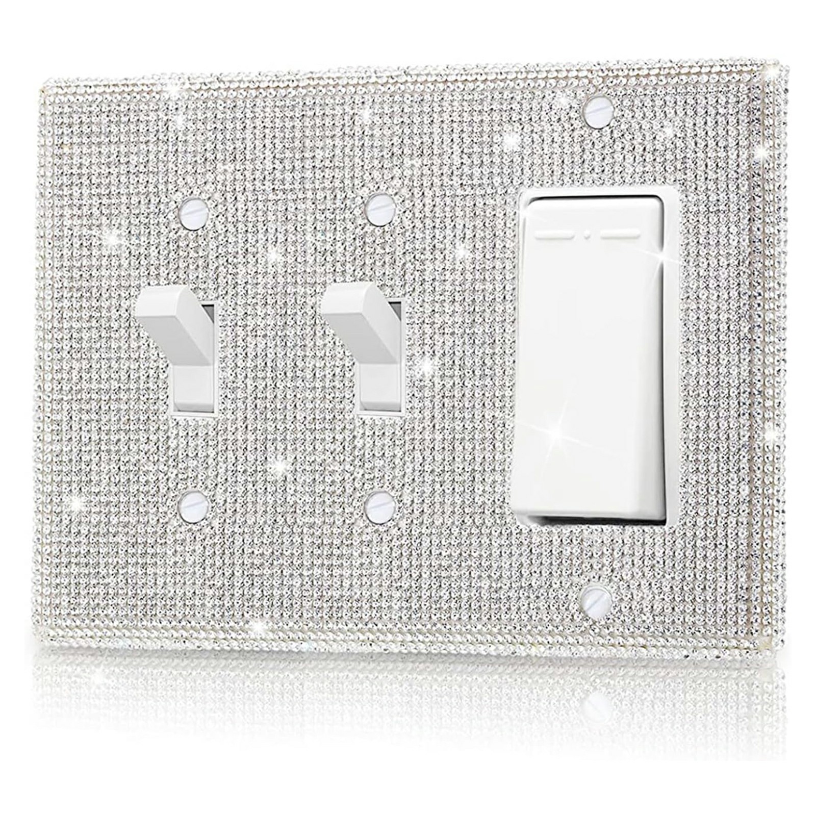 Shiny Silver Rhinestones Wall Plates Light Switch Cover Plate Decorative Wall Plate Single Toggle