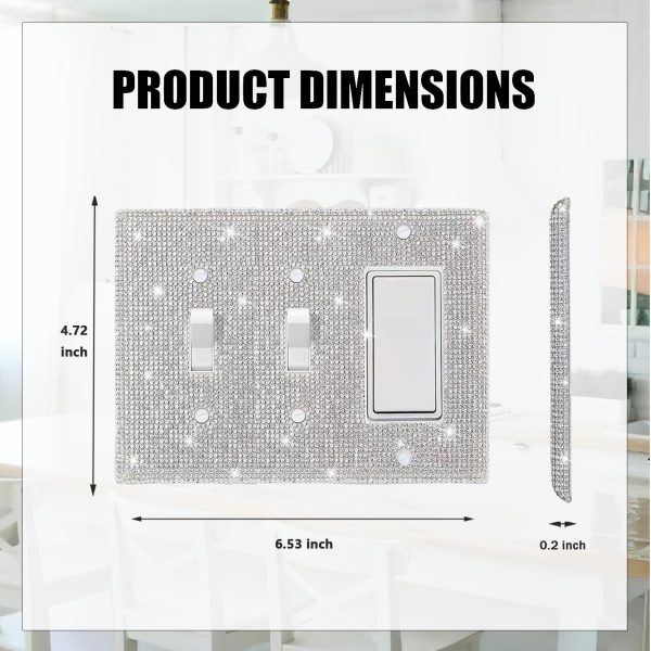 Shiny Silver Rhinestones Wall Plates Light Switch Cover Plate Decorative Wall Plate Single Toggle - Image 2