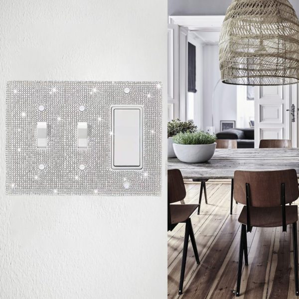 Shiny Silver Rhinestones Wall Plates Light Switch Cover Plate Decorative Wall Plate Single Toggle - Image 3