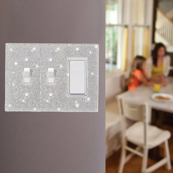Shiny Silver Rhinestones Wall Plates Light Switch Cover Plate Decorative Wall Plate Single Toggle - Image 4