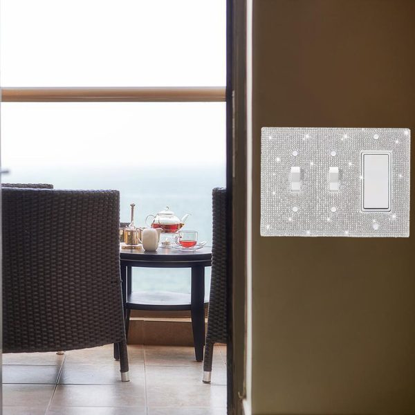 Shiny Silver Rhinestones Wall Plates Light Switch Cover Plate Decorative Wall Plate Single Toggle - Image 5
