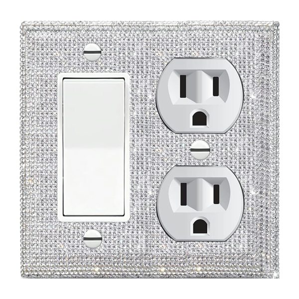 Shiny Silver Rhinestones Wall Plates Light Switch Cover Plate Decorative Wall Plate Single Toggle