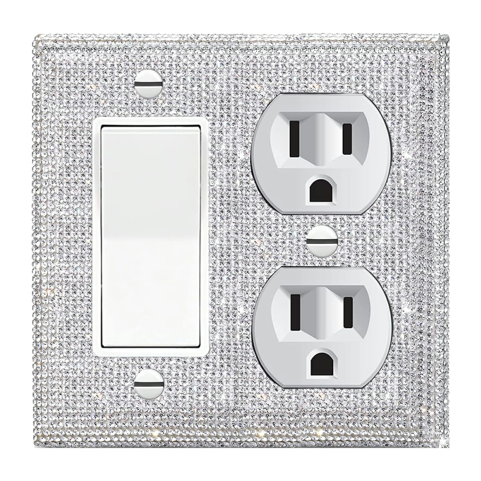Shiny Silver Rhinestones Wall Plates Light Switch Cover Plate Decorative Wall Plate Single Toggle