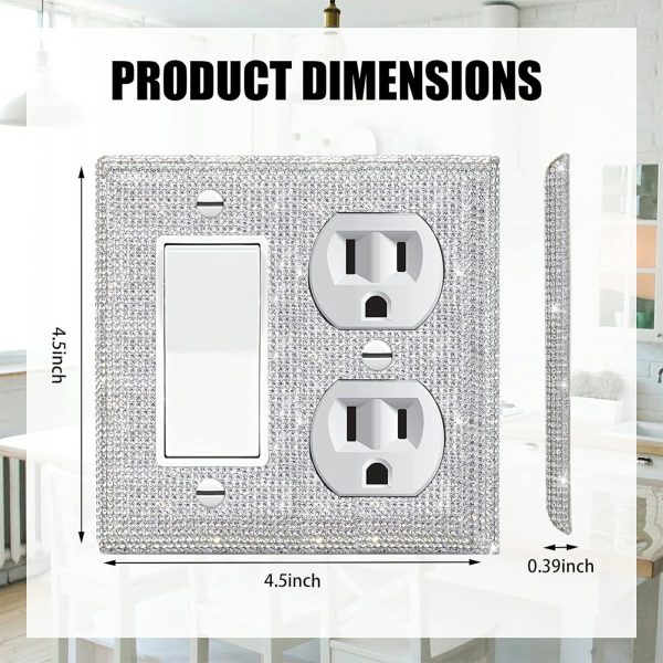 Shiny Silver Rhinestones Wall Plates Light Switch Cover Plate Decorative Wall Plate Single Toggle - Image 2