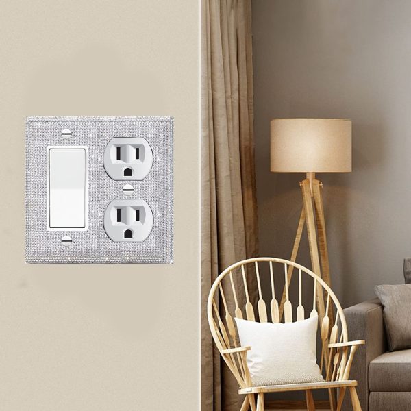 Shiny Silver Rhinestones Wall Plates Light Switch Cover Plate Decorative Wall Plate Single Toggle - Image 3