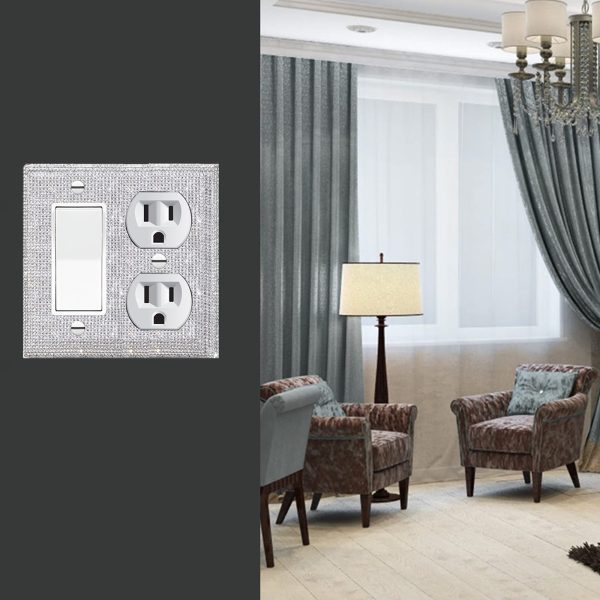 Shiny Silver Rhinestones Wall Plates Light Switch Cover Plate Decorative Wall Plate Single Toggle - Image 4