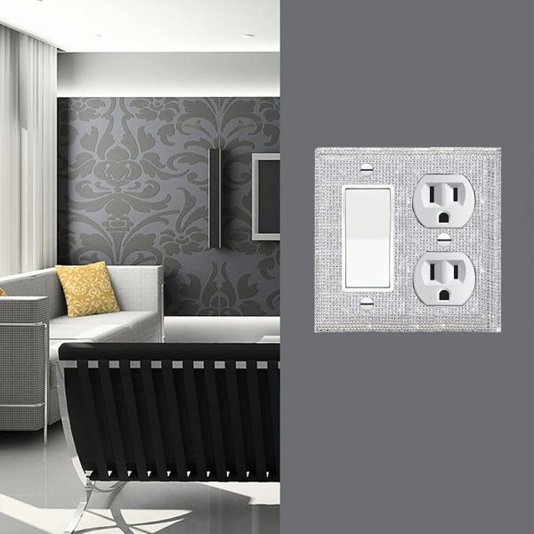 Shiny Silver Rhinestones Wall Plates Light Switch Cover Plate Decorative Wall Plate Single Toggle - Image 5