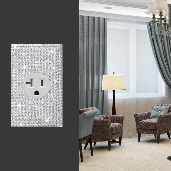 Shiny Silver Rhinestones Wall Plates Light Switch Cover Plate Decorative Wall Plate Single Toggle - Image 3