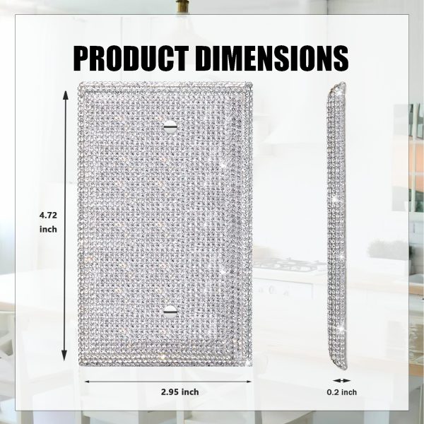 Shiny Silver Rhinestones Wall Plates Light Switch Cover Plate Decorative Wall Plate Single Toggle - Image 2