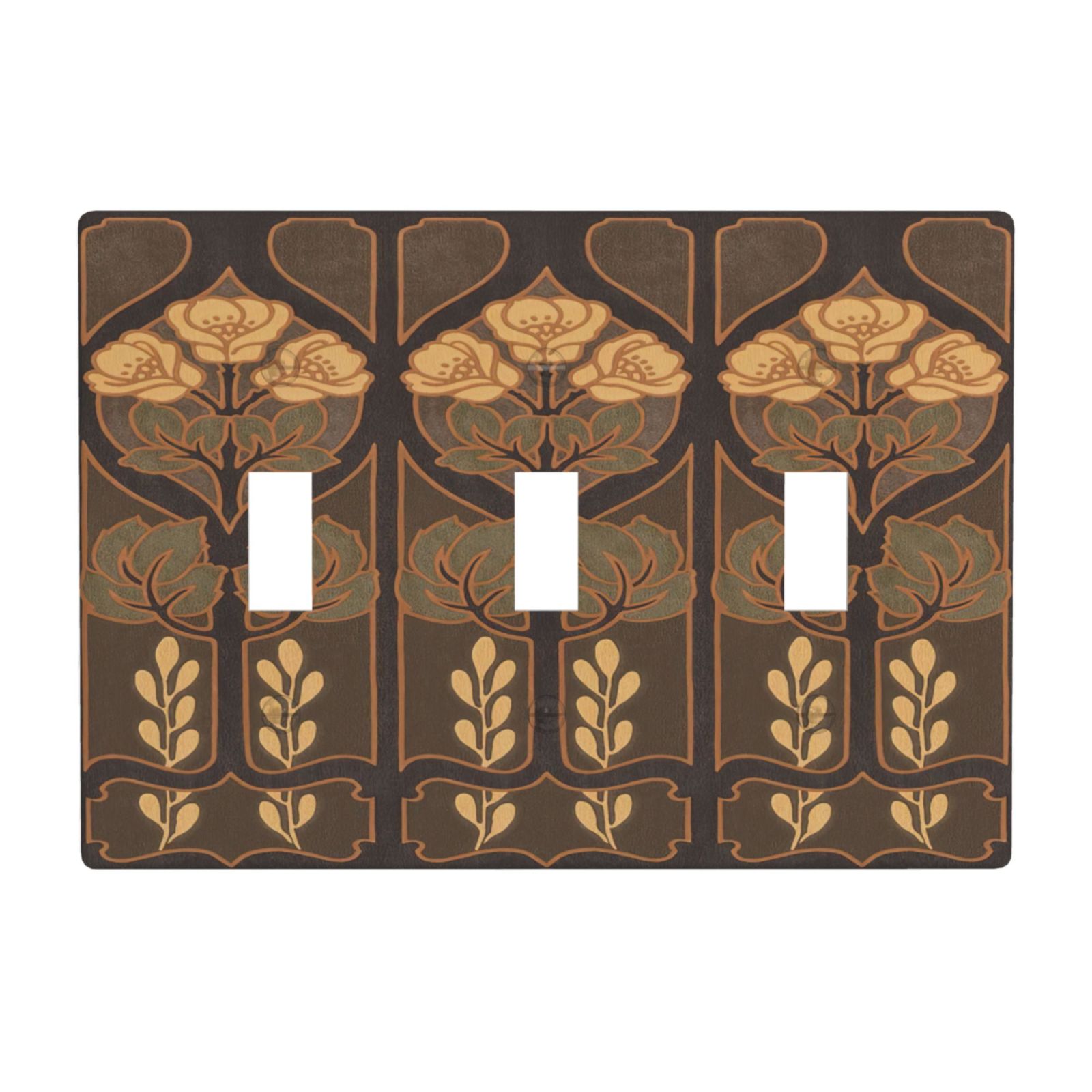 1Pcs Art Nouveau floral pattern coffee Wall Plates decorative light switch cover plate Light Switch Cover Plate Decorative Wall Plate outlet covers wall plate