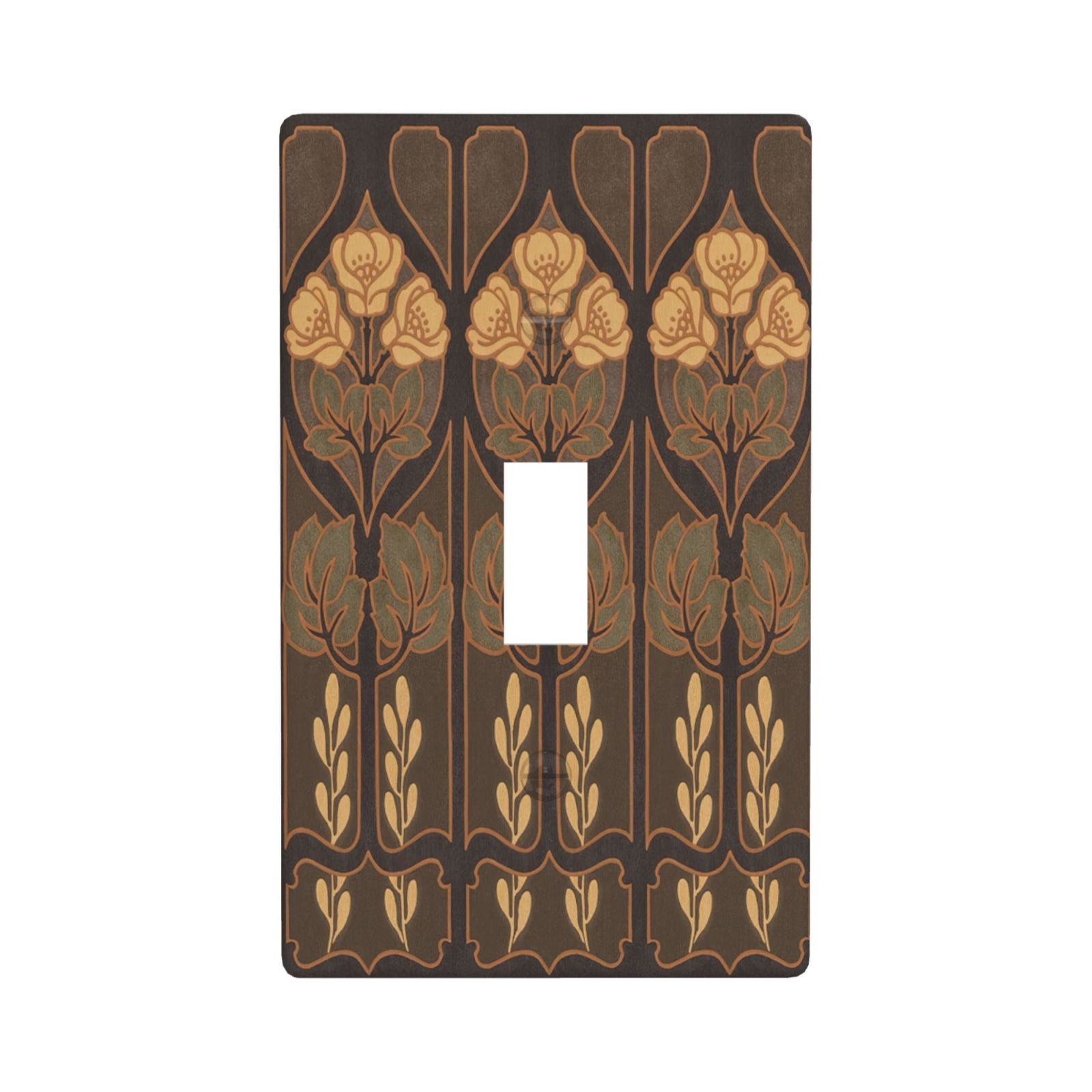 1Pcs Art Nouveau floral pattern coffee Wall Plates decorative light switch cover plate Light Switch Cover Plate Decorative Wall Plate outlet covers wall plate
