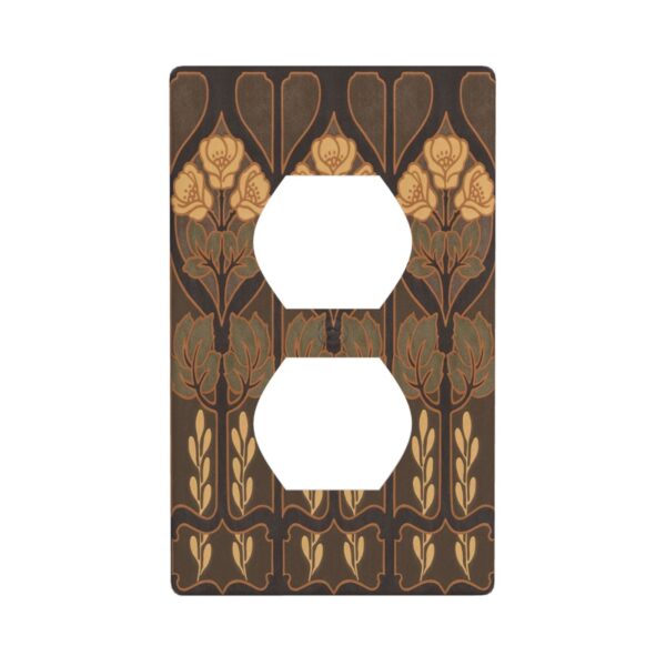 1Pcs Art Nouveau floral pattern coffee Wall Plates decorative light switch cover plate Light Switch Cover Plate Decorative Wall Plate outlet covers wall plate