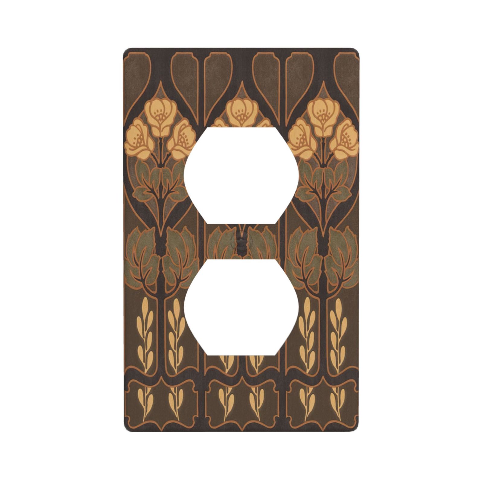 1Pcs Art Nouveau floral pattern coffee Wall Plates decorative light switch cover plate Light Switch Cover Plate Decorative Wall Plate outlet covers wall plate