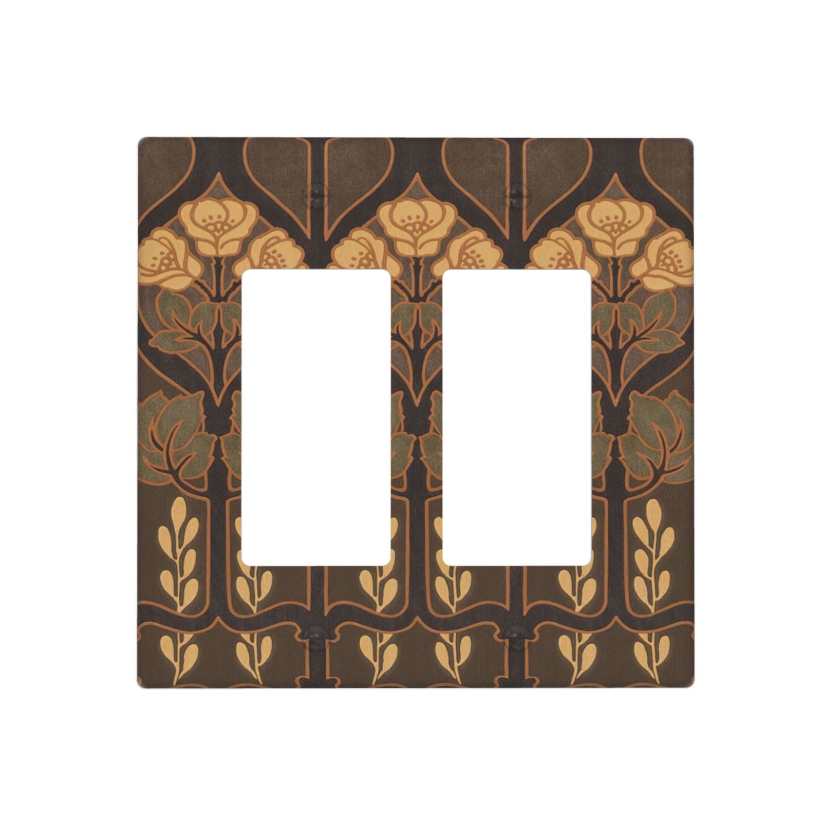 1Pcs Art Nouveau floral pattern coffee Wall Plates decorative light switch cover plate Light Switch Cover Plate Decorative Wall Plate outlet covers wall plate