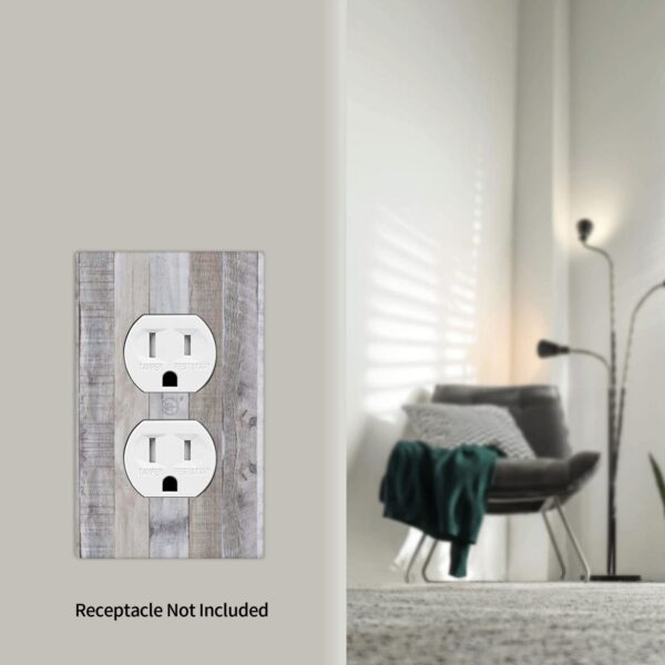 1Pcs White Gray Wood Wooden Grain Wall Plates decorative light switch cover plate Light Switch Cover Plate Decorative Wall Plate outlet covers wall plate - Image 4