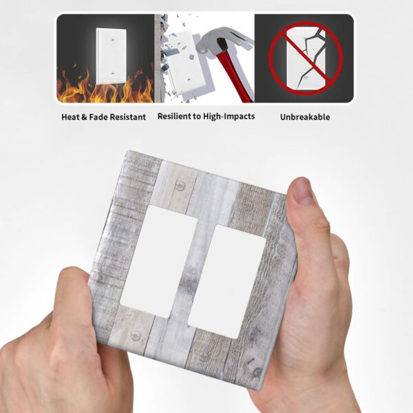 1Pcs White Gray Wood Wooden Grain Wall Plates decorative light switch cover plate Light Switch Cover Plate Decorative Wall Plate outlet covers wall plate - Image 4