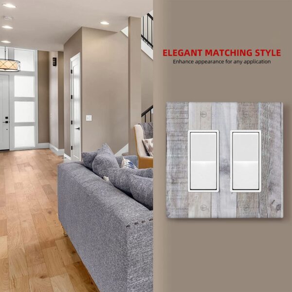 1Pcs White Gray Wood Wooden Grain Wall Plates decorative light switch cover plate Light Switch Cover Plate Decorative Wall Plate outlet covers wall plate - Image 5