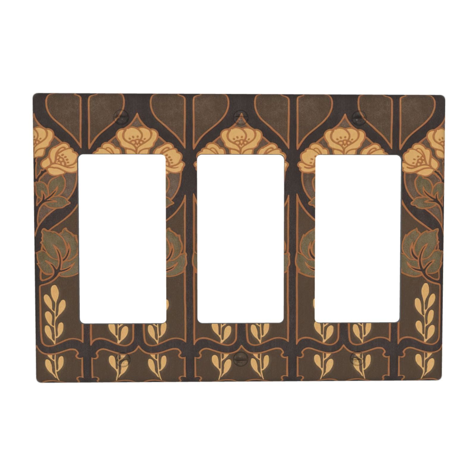 1Pcs Art Nouveau floral pattern coffee Wall Plates decorative light switch cover plate Light Switch Cover Plate Decorative Wall Plate outlet covers wall plate