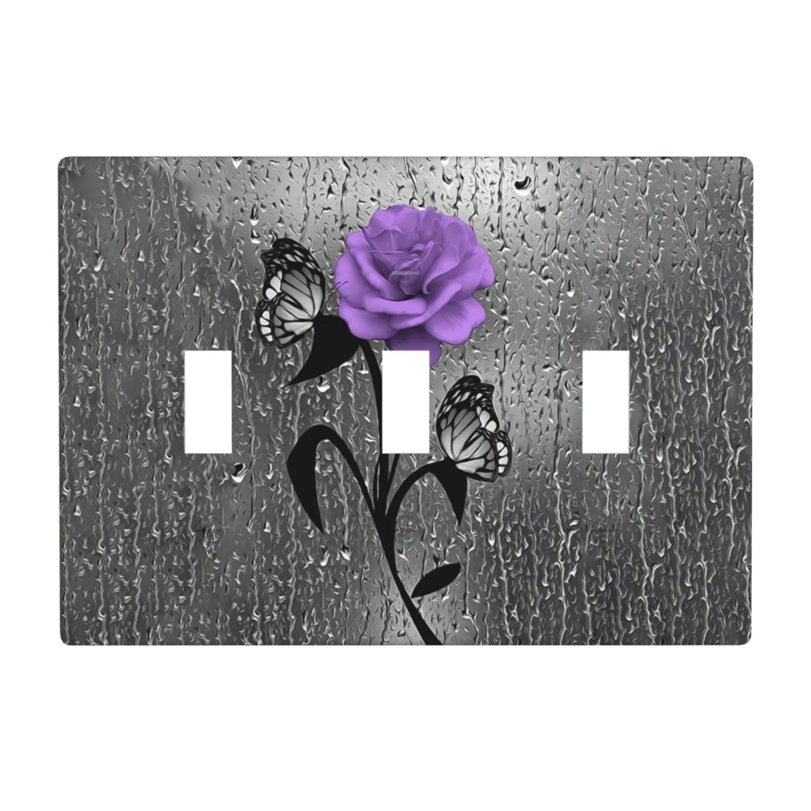 1Pcs A purple flower Switch Plates And Outlet Covers Wall Plate Cover Light Switch Plate Unbreakable Polycarbonate Thermoplastic Decorative switch and socket covers for home kitchen decoration