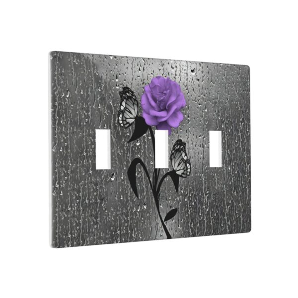 1Pcs A purple flower Switch Plates And Outlet Covers  Wall Plate Cover  Light Switch Plate  Unbreakable Polycarbonate Thermoplastic  Decorative switch and socket covers for home kitchen decoration - Image 2