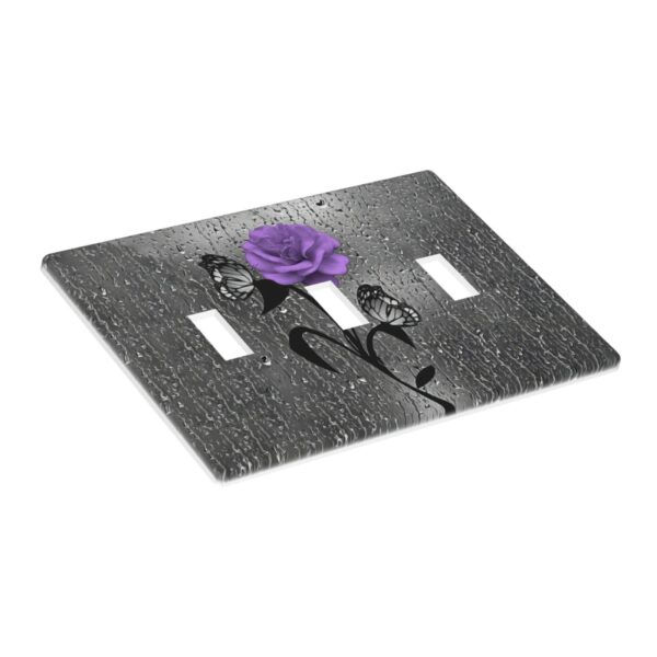 1Pcs A purple flower Switch Plates And Outlet Covers  Wall Plate Cover  Light Switch Plate  Unbreakable Polycarbonate Thermoplastic  Decorative switch and socket covers for home kitchen decoration - Image 3