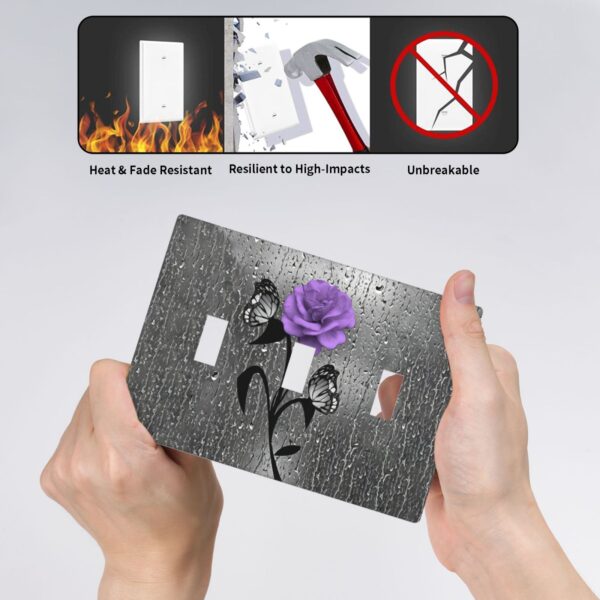 1Pcs A purple flower Switch Plates And Outlet Covers  Wall Plate Cover  Light Switch Plate  Unbreakable Polycarbonate Thermoplastic  Decorative switch and socket covers for home kitchen decoration - Image 4