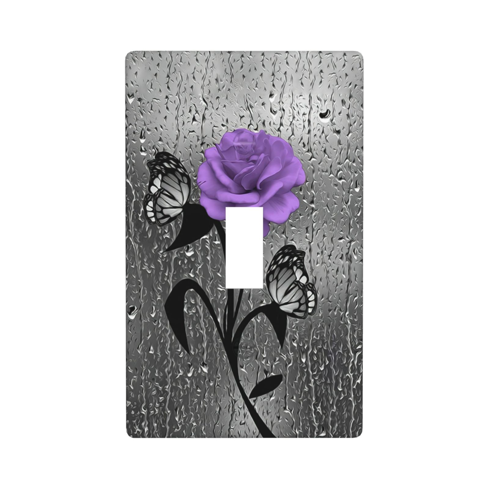 1Pcs A purple flower Switch Plates And Outlet Covers Wall Plate Cover Light Switch Plate Unbreakable Polycarbonate Thermoplastic Decorative switch and socket covers for home kitchen decoration