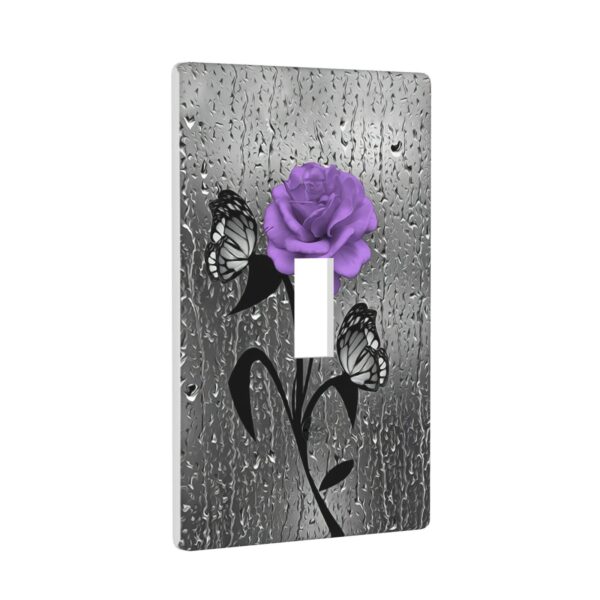 1Pcs A purple flower Switch Plates And Outlet Covers  Wall Plate Cover  Light Switch Plate  Unbreakable Polycarbonate Thermoplastic  Decorative switch and socket covers for home kitchen decoration - Image 2