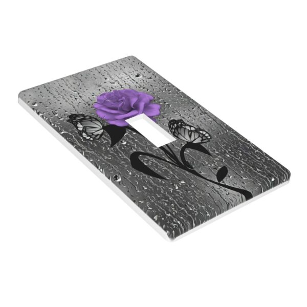 1Pcs A purple flower Switch Plates And Outlet Covers  Wall Plate Cover  Light Switch Plate  Unbreakable Polycarbonate Thermoplastic  Decorative switch and socket covers for home kitchen decoration - Image 3