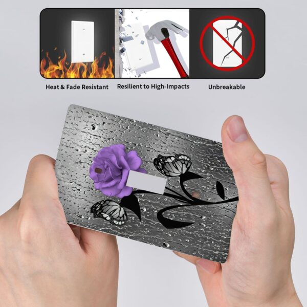 1Pcs A purple flower Switch Plates And Outlet Covers  Wall Plate Cover  Light Switch Plate  Unbreakable Polycarbonate Thermoplastic  Decorative switch and socket covers for home kitchen decoration - Image 5
