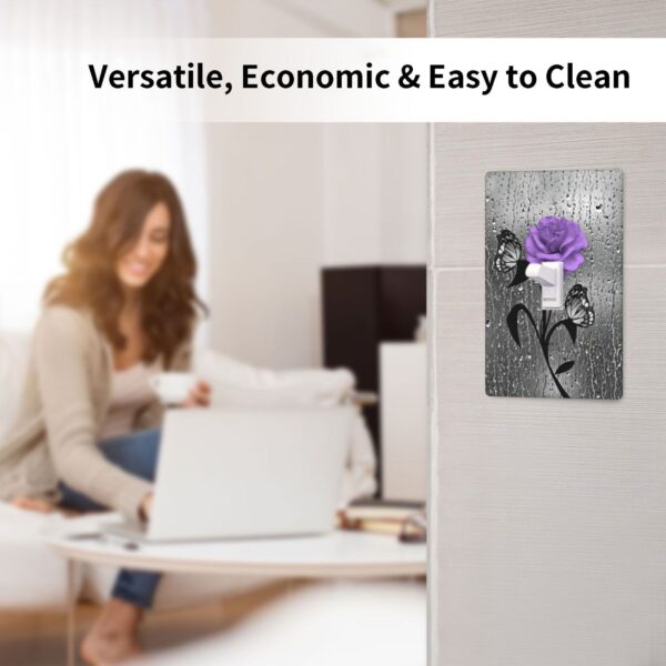 1Pcs A purple flower Switch Plates And Outlet Covers  Wall Plate Cover  Light Switch Plate  Unbreakable Polycarbonate Thermoplastic  Decorative switch and socket covers for home kitchen decoration - Image 4