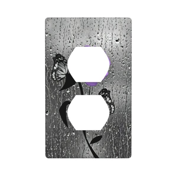 1Pcs A purple flower Switch Plates And Outlet Covers  Wall Plate Cover  Light Switch Plate  Unbreakable Polycarbonate Thermoplastic  Decorative switch and socket covers for home kitchen decoration