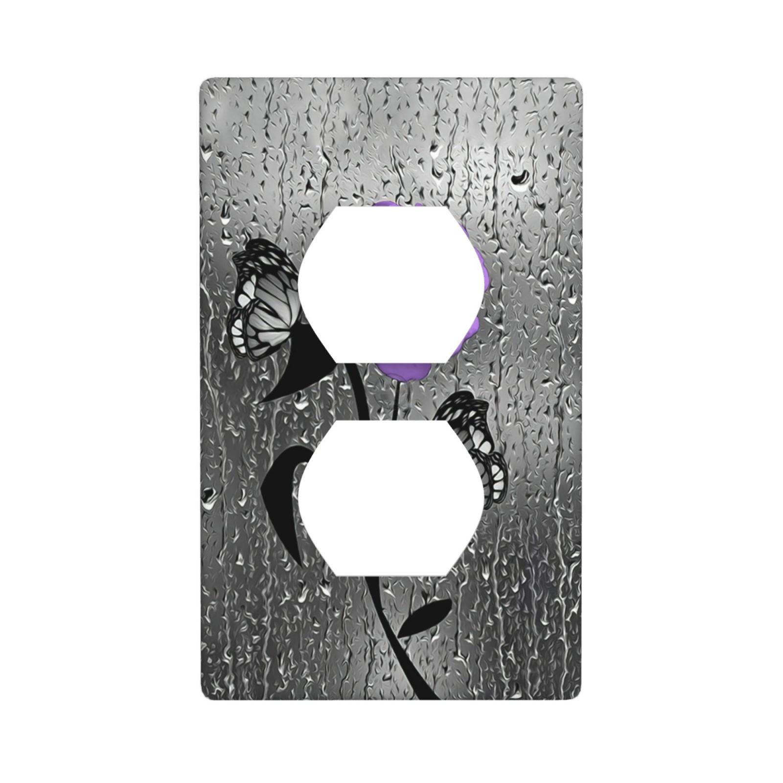 1Pcs A purple flower Switch Plates And Outlet Covers Wall Plate Cover Light Switch Plate Unbreakable Polycarbonate Thermoplastic Decorative switch and socket covers for home kitchen decoration