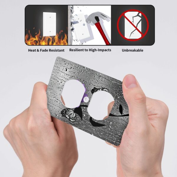 1Pcs A purple flower Switch Plates And Outlet Covers  Wall Plate Cover  Light Switch Plate  Unbreakable Polycarbonate Thermoplastic  Decorative switch and socket covers for home kitchen decoration - Image 4
