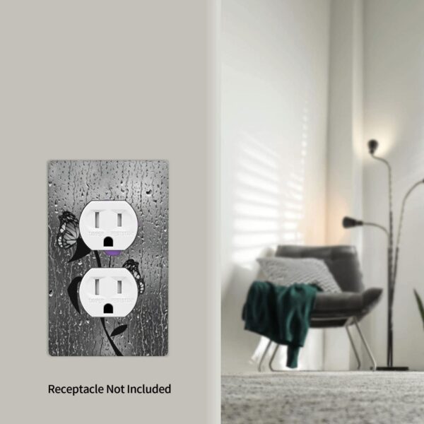 1Pcs A purple flower Switch Plates And Outlet Covers  Wall Plate Cover  Light Switch Plate  Unbreakable Polycarbonate Thermoplastic  Decorative switch and socket covers for home kitchen decoration - Image 5