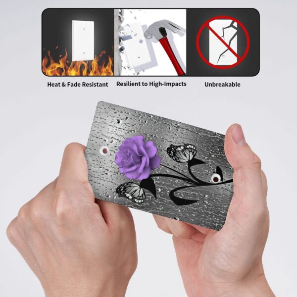 1Pcs A purple flower Switch Plates And Outlet Covers  Wall Plate Cover  Light Switch Plate  Unbreakable Polycarbonate Thermoplastic  Decorative switch and socket covers for home kitchen decoration - Image 4