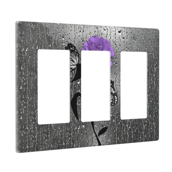 1Pcs A purple flower Switch Plates And Outlet Covers  Wall Plate Cover  Light Switch Plate  Unbreakable Polycarbonate Thermoplastic  Decorative switch and socket covers for home kitchen decoration - Image 3