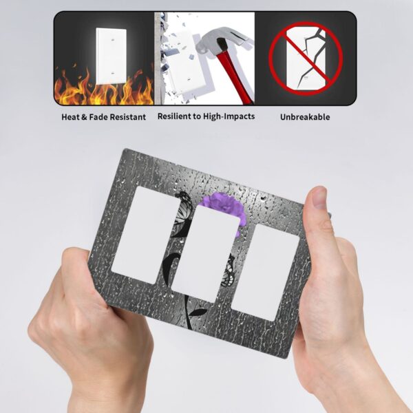 1Pcs A purple flower Switch Plates And Outlet Covers  Wall Plate Cover  Light Switch Plate  Unbreakable Polycarbonate Thermoplastic  Decorative switch and socket covers for home kitchen decoration - Image 4