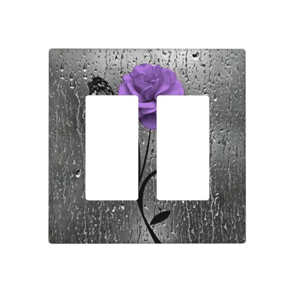1Pcs A purple flower Switch Plates And Outlet Covers  Wall Plate Cover  Light Switch Plate  Unbreakable Polycarbonate Thermoplastic  Decorative switch and socket covers for home kitchen decoration