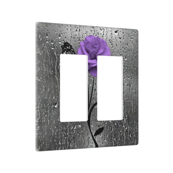 1Pcs A purple flower Switch Plates And Outlet Covers  Wall Plate Cover  Light Switch Plate  Unbreakable Polycarbonate Thermoplastic  Decorative switch and socket covers for home kitchen decoration - Image 2